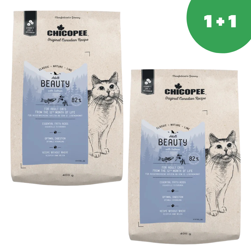 Chicopee CNL Beauty (Чикопи Бьюти с лососем) Корм для взрослых кошек 0,4кг+0,4кг