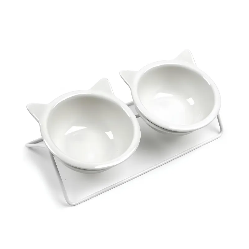 Набор из 2-х мисок керамических на металической подставке в виде мордочки, 330 мл
