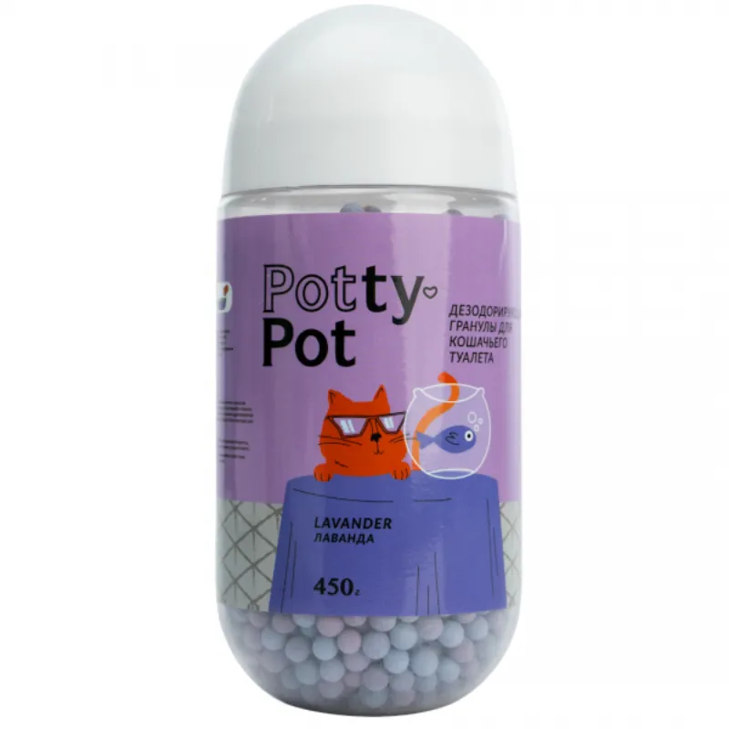 Potty-Pot Дезодорирующие гранулы (шарики) для кошачьих туалетов 450 гр Лаванда