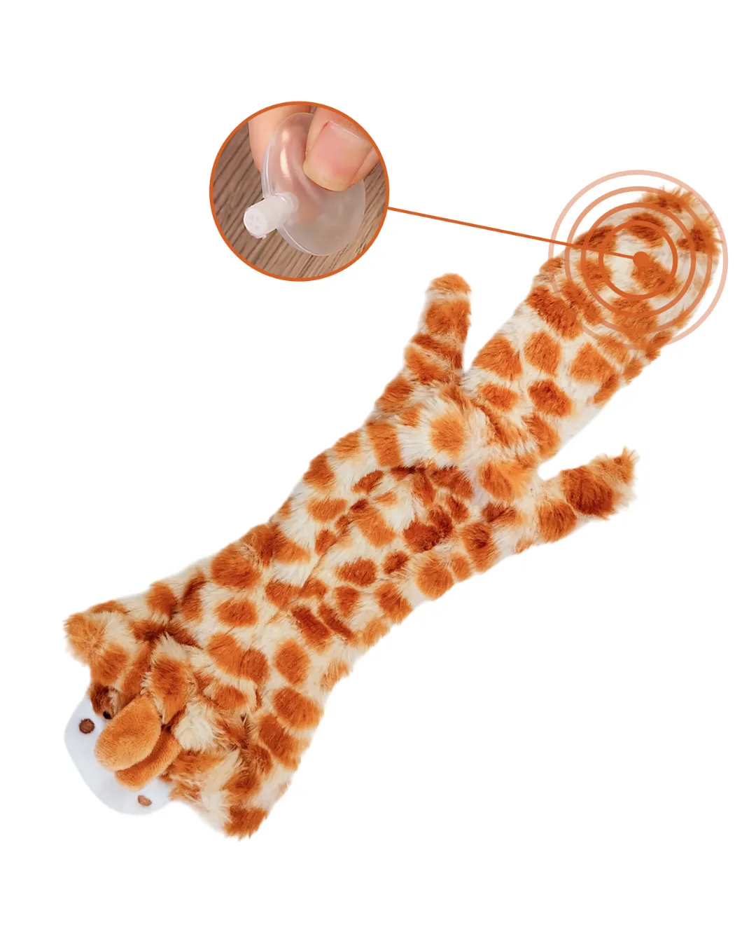 Игрушка плюшевая мягкая для собак "Жираф" с карманом, шуршалкой и пищалкой