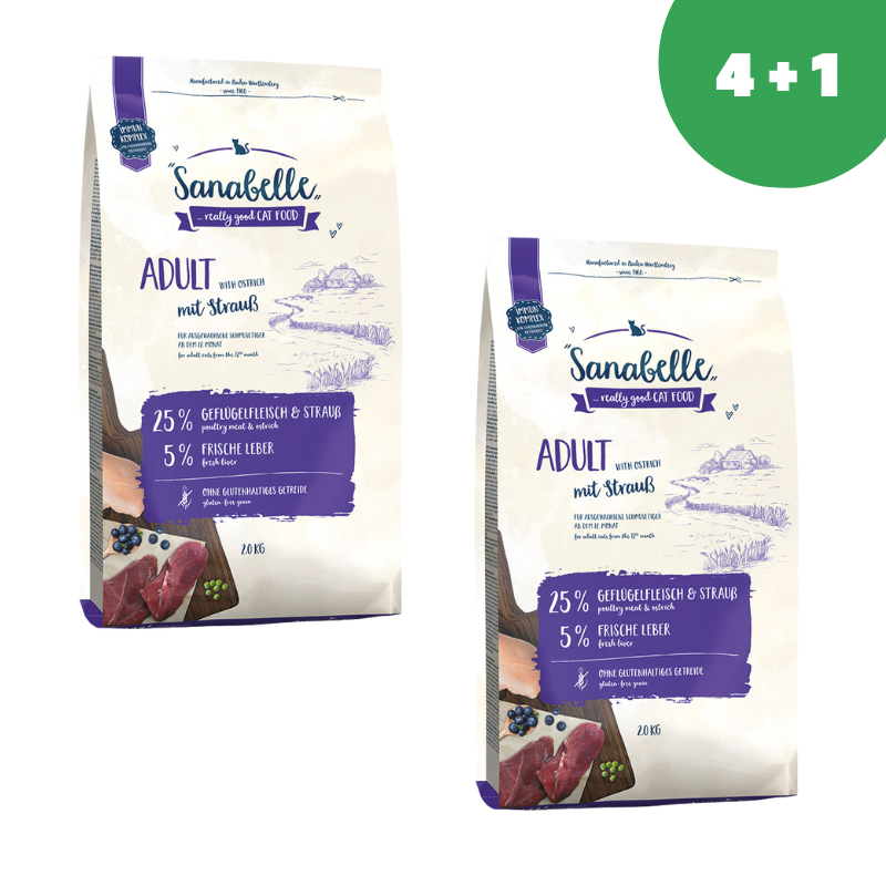 Sanabelle Adult with ostrich (Санабелль Эдалт со страусом) - корм для кошек 2кг*5шт