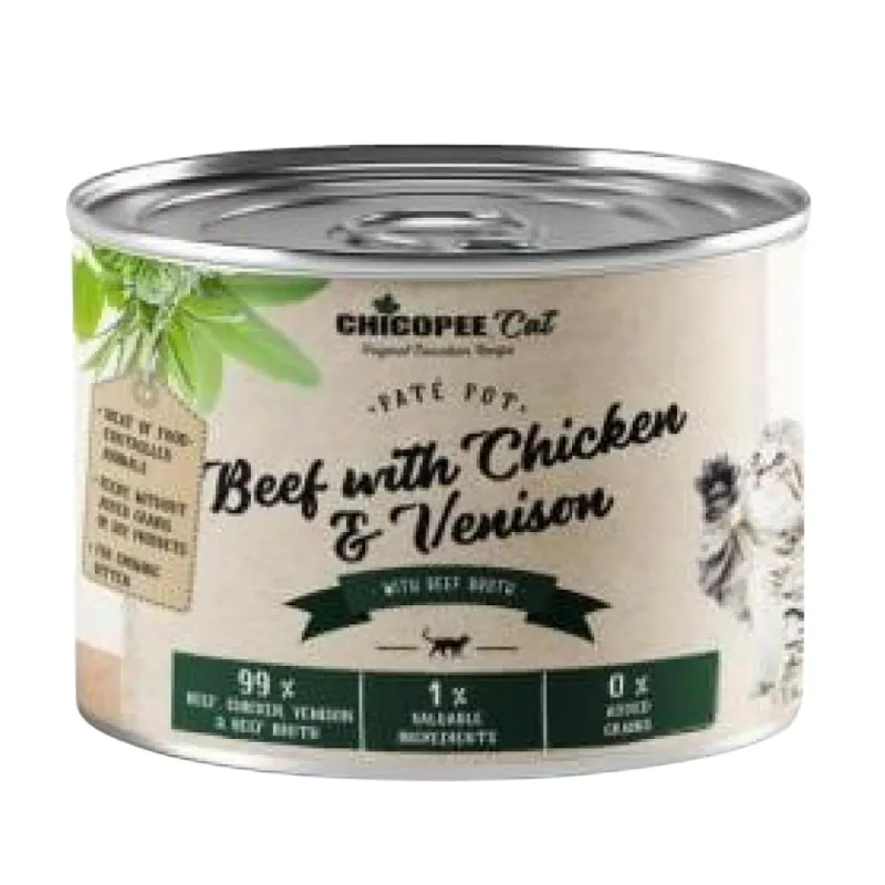 Чикопи Киттен Говядина с курицей и олениной на говяжьем бульоне (195 гр) консервы для котят