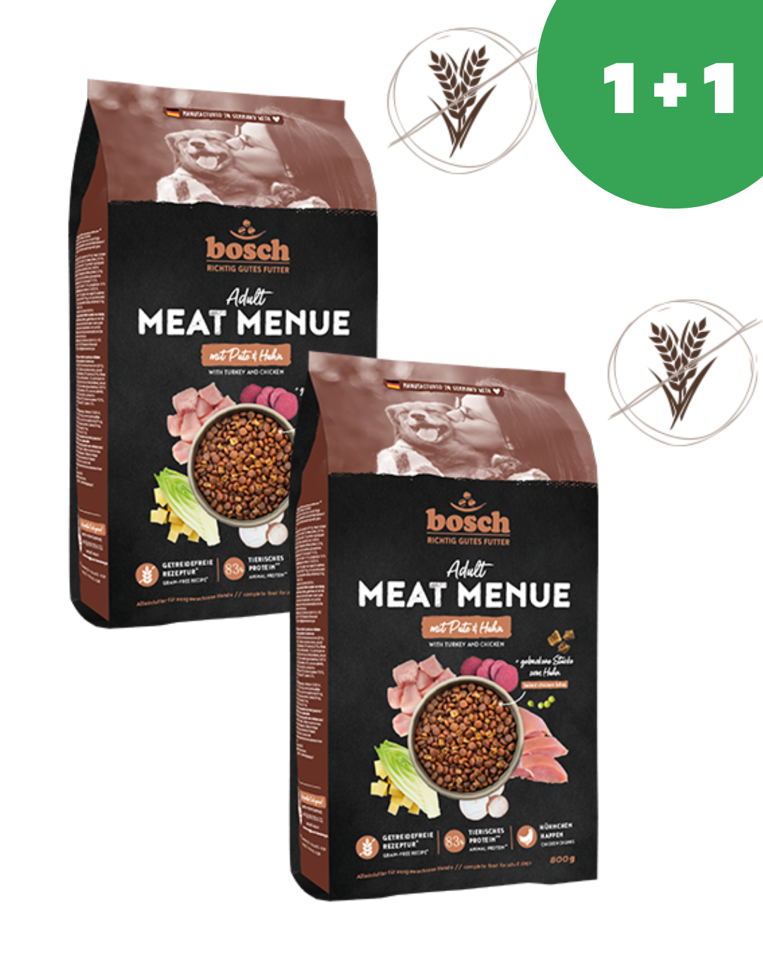 Bosch MEAT MENUE Adult с индейкой и курицей 0,8кг + 0,8кг