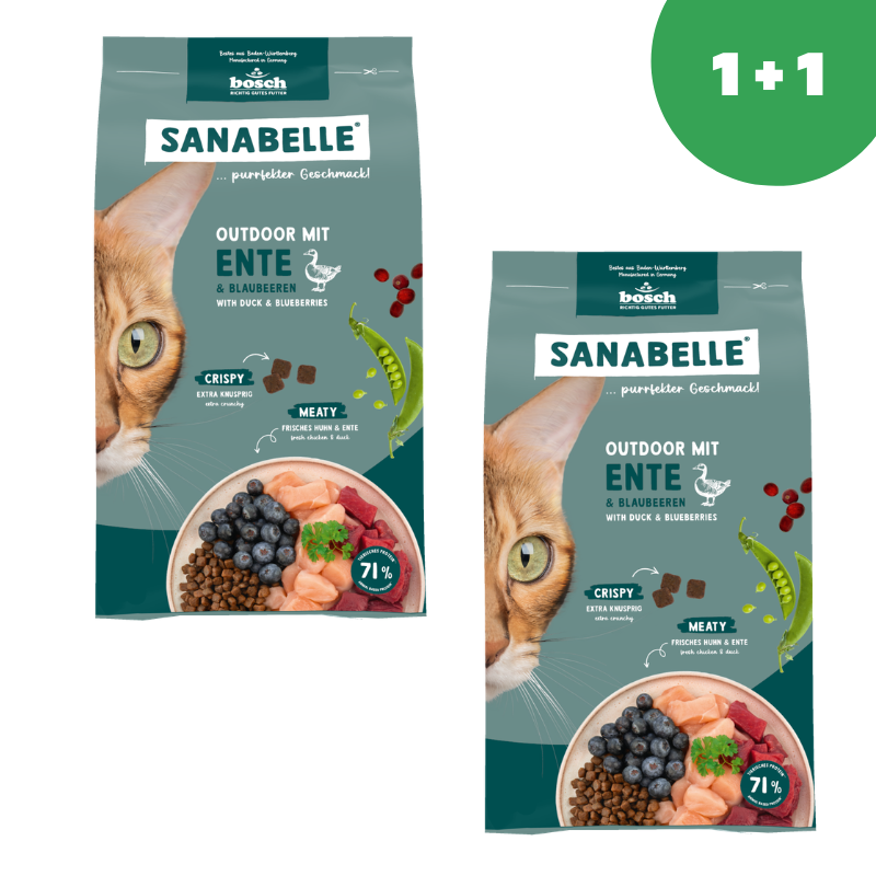 Sanabelle Outdoor mit Ente & Blaubeeren (Санабелль Аутдор с Уткой и черникой) для уличных кошек, 0.4кг* 2шт