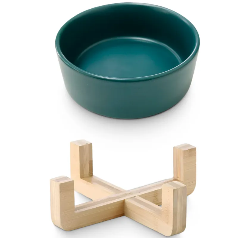 Миска керамическая на подставке ЗЕЛЕНАЯ (0.3л)