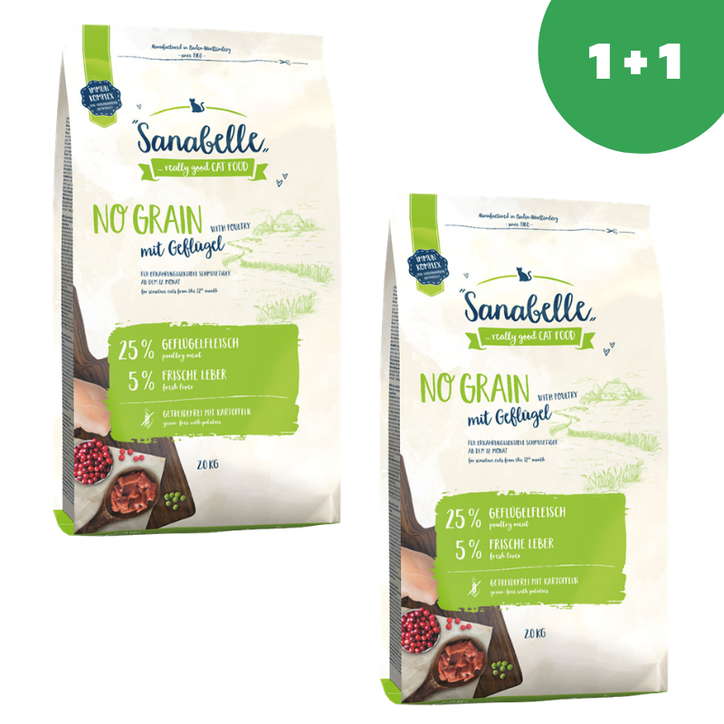 Sanabelle No Grain with poultry (Санабелль Беззерновой с птицей) - корм для кошек 2кг+2кг