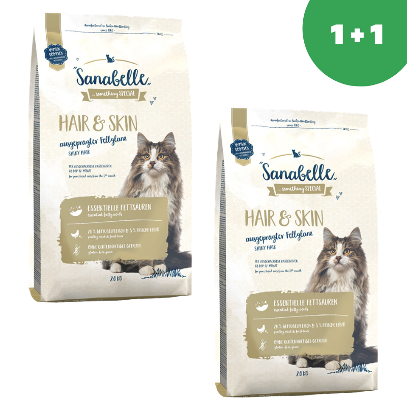 Sanabelle Hair & Skin (Санабелль Хэа Скин ) - корм для здоровой шерсти и кожи у кошек 2кг+2кг