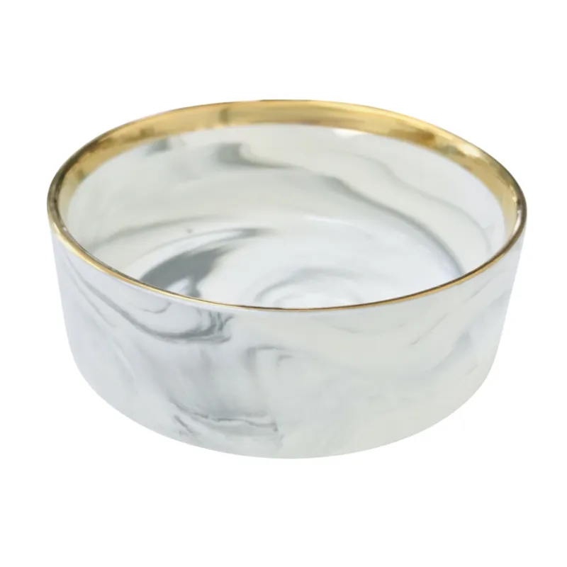 Миска керамическая БЕЛЫЙ МРАМОР/ЗОЛОТО (0.3л)