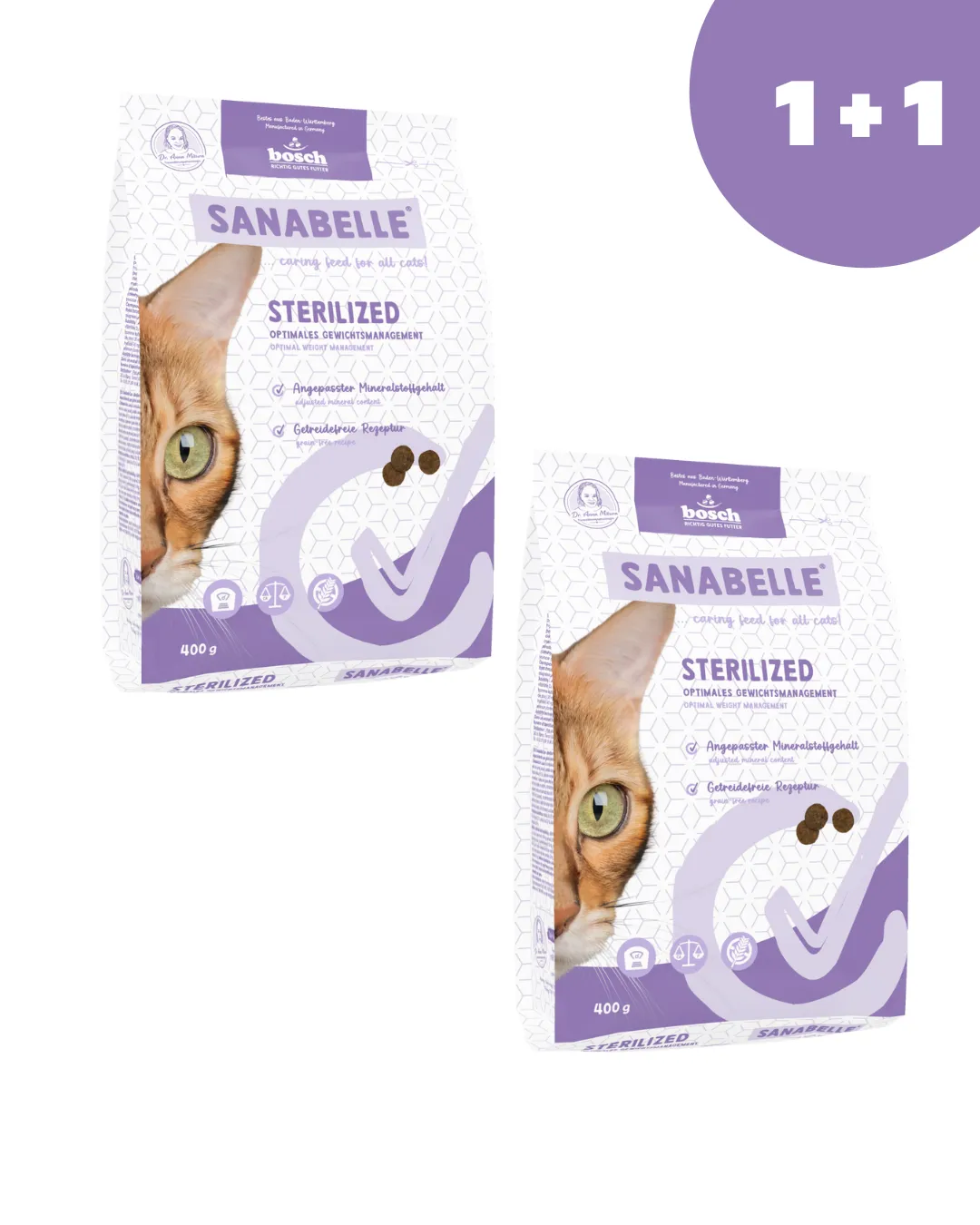 Корм Sanabelle Sterilized (Санабелль Стерилайз) 400 гр + 400 гр