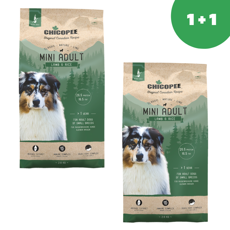 Chicopee CNL Mini Adult (Ягненок с рисом) корм для собак 2кг+2кг