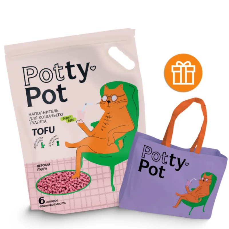 Potty-Pot Супер лайт Детская пудра наполнитель ТОФУ 1,6кг(6л)