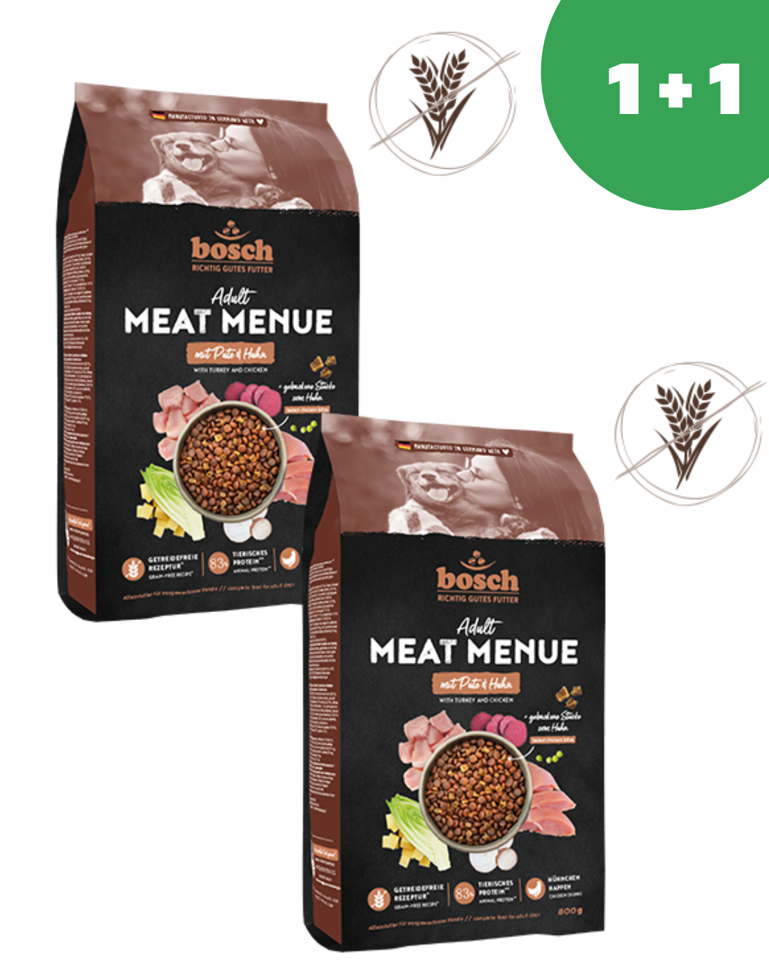 Bosch MEAT MENUE Adult с индейкой и курицей 0,8кг + 0,8кг