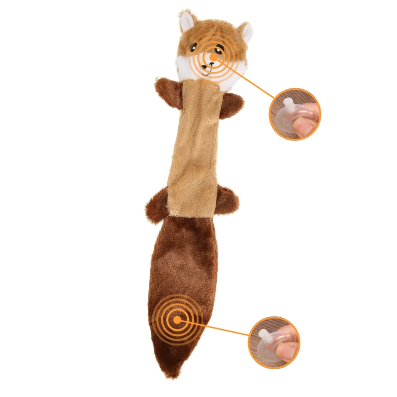 Игрушка мягкая для собак "Лисёнок / Енот /  Белка" с пищалкой (46 см)