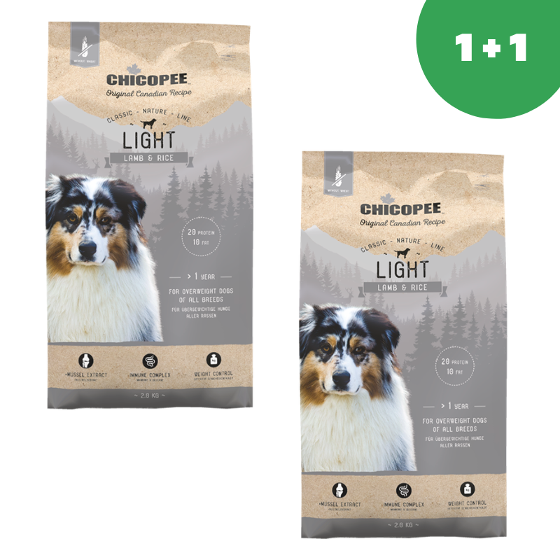 Chicopee CNL Light (Лайт с Ягненок и рисом) корм для собак 2кг+2кг