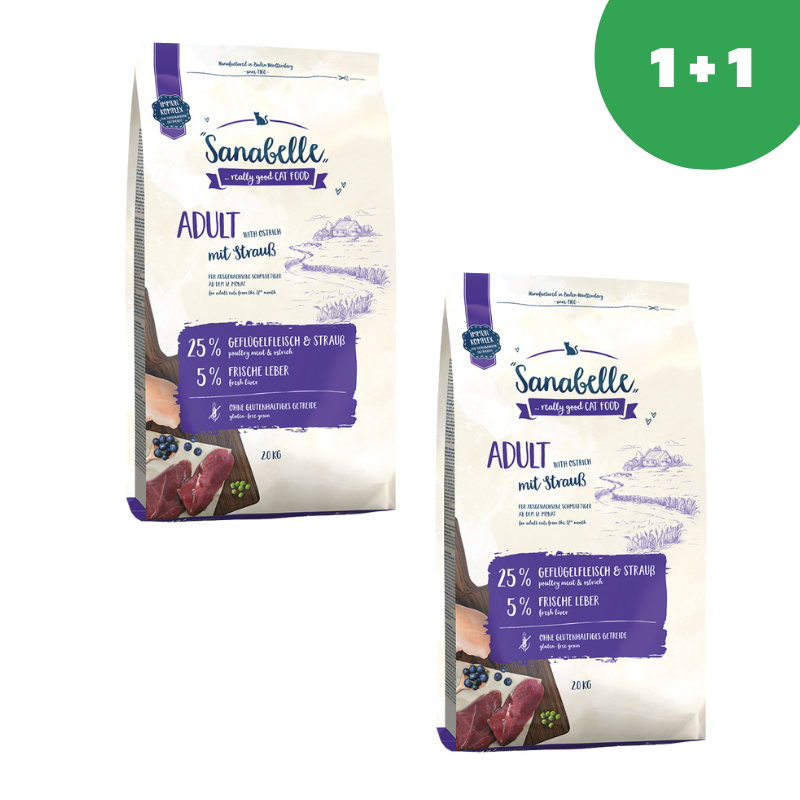 Sanabelle Adult with ostrich (Санабелль Эдалт со страусом ) - корм для кошек 2кг*2шт