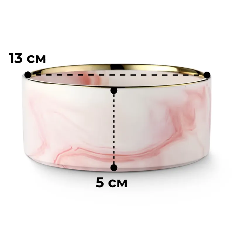 Миска керамическая РОЗОВЫЙ МРАМОР/ЗОЛОТО (0.4л)