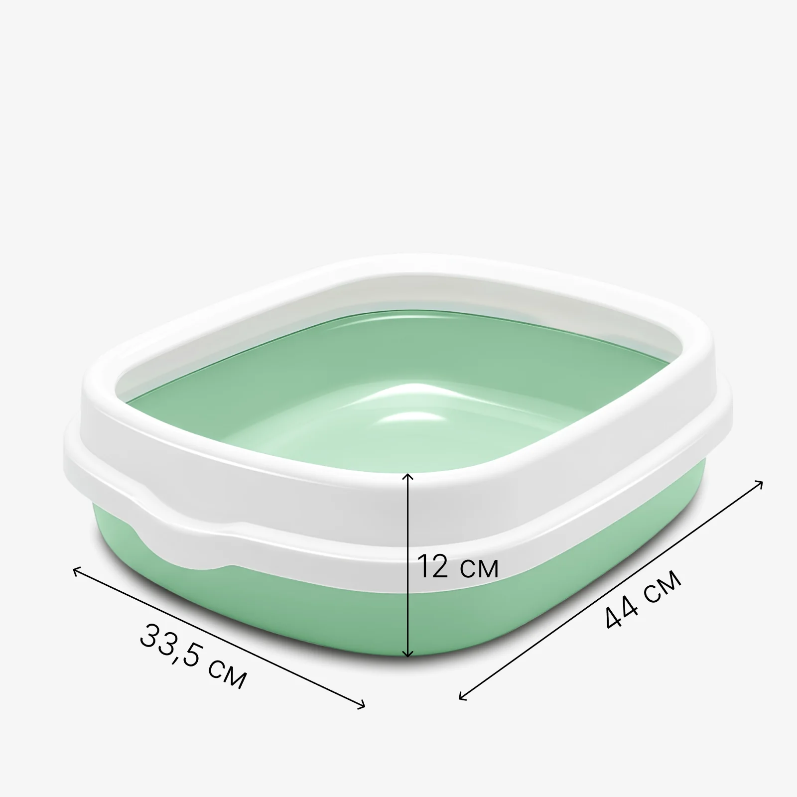 Лоток для кошек 44 см х 33,5 см х 12 см цвет в ассортименте (розовый, зеленый, серый)
