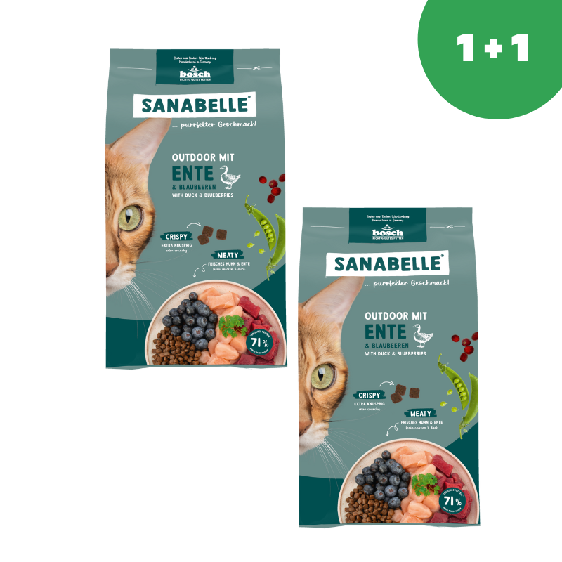 Sanabelle Outdoor mit Ente & Blaubeeren (Санабелль Аутдор с Уткой и черникой) для уличных кошек, 0.4кг* 2шт