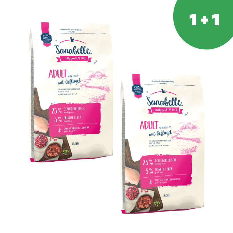 Sanabelle Adult with poultry (Санабелль Эдалт с птицей) - корм для кошек 10кг+10кг