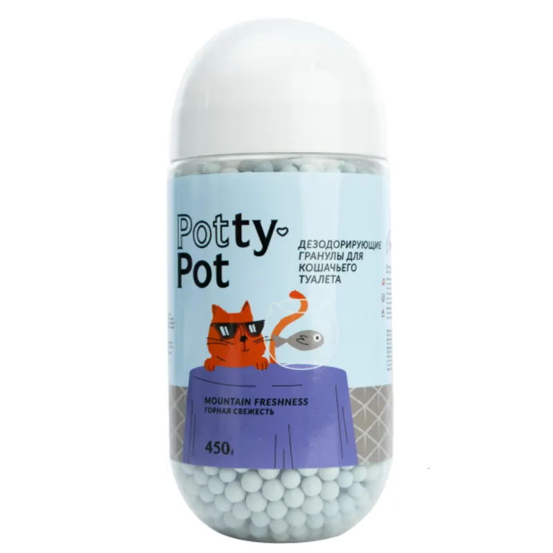 Potty-Pot Дезодорирующие гранулы (шарики) для кошачьих туалетов 450 гр Горная Свежесть